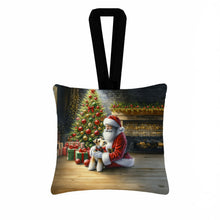 Load image into Gallery viewer, Fox Terrier and Santa Claus Hanging Square Fabric Ornament 3.5 × 3.5