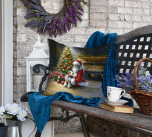 Load image into Gallery viewer, Fox Terrier and Santa Claus Throw Pillow