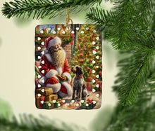 Load image into Gallery viewer, Wirehaired Pointing Griffon and Santa Claus Porcelain Ornament