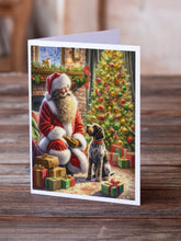 Load image into Gallery viewer, Wirehaired Pointing Griffon and Santa Claus Greeting Cards - Blank Note Cards – 8-Pack of Artist-Designed Cards with Envelopes