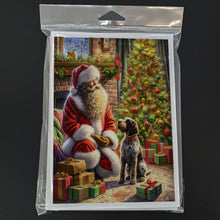 Load image into Gallery viewer, Wirehaired Pointing Griffon and Santa Claus Greeting Cards - Blank Note Cards – 8-Pack of Artist-Designed Cards with Envelopes