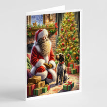 Load image into Gallery viewer, Wirehaired Pointing Griffon and Santa Claus Greeting Cards - Blank Note Cards – 8-Pack of Artist-Designed Cards with Envelopes