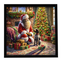 Load image into Gallery viewer, Wirehaired Pointing Griffon and Santa Claus Framed Metal Print