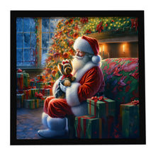 Load image into Gallery viewer, Yorkshire Terrier Yorkie and Santa Claus Framed Metal Print
