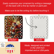 Load image into Gallery viewer, Yorkshire Terrier Yorkie and Santa Claus Porcelain Ornament