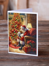 Load image into Gallery viewer, Yorkshire Terrier Yorkie and Santa Claus Greeting Cards - Blank Note Cards – 8-Pack of Artist-Designed Cards with Envelopes