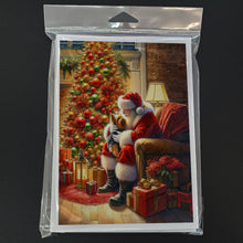 Load image into Gallery viewer, Yorkshire Terrier Yorkie and Santa Claus Greeting Cards - Blank Note Cards – 8-Pack of Artist-Designed Cards with Envelopes