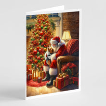Load image into Gallery viewer, Yorkshire Terrier Yorkie and Santa Claus Greeting Cards - Blank Note Cards – 8-Pack of Artist-Designed Cards with Envelopes
