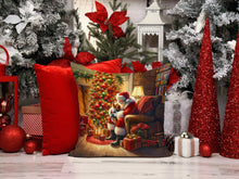 Load image into Gallery viewer, Yorkshire Terrier Yorkie and Santa Claus Throw Pillow - 14x14 Decorative Pillow – Art for Your Home &amp; Patio