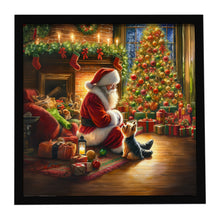 Load image into Gallery viewer, Yorkshire Terrier Yorkie and Santa Claus Framed Metal Print