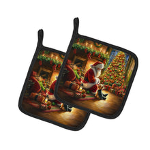 Load image into Gallery viewer, Yorkshire Terrier Yorkie and Santa Claus Pot Holders - Set of 2 Decorative Kitchen Helpers | Made in the USA