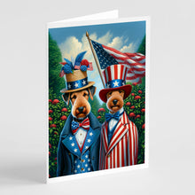Load image into Gallery viewer, All American Airedale Terrier Greeting Cards - Blank Note Cards – 8-Pack of Artist-Designed Cards with Envelopes