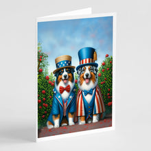 Load image into Gallery viewer, All American Australian Shepherd Greeting Cards - Blank Note Cards – 8-Pack of Artist-Designed Cards with Envelopes