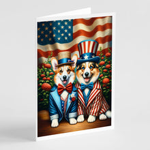 Load image into Gallery viewer, All American Corgi Greeting Cards - Blank Note Cards – 8-Pack of Artist-Designed Cards with Envelopes