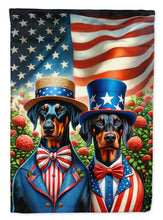 Load image into Gallery viewer, All American Doberman Pinscher Garden Flag –  Dogs with American Flag Background by Caroline’s Treasures