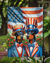 Load image into Gallery viewer, All American Doberman Pinscher Garden Flag –  Dogs with American Flag Background by Caroline’s Treasures