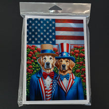 Load image into Gallery viewer, All American Golden Retriever Greeting Cards - Blank Note Cards – 8-Pack of Artist-Designed Cards with Envelopes