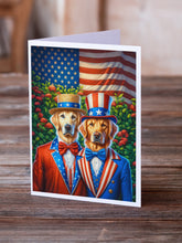Load image into Gallery viewer, All American Golden Retriever Greeting Cards - Blank Note Cards – 8-Pack of Artist-Designed Cards with Envelopes