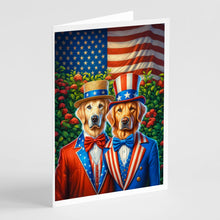 Load image into Gallery viewer, All American Golden Retriever Greeting Cards - Blank Note Cards – 8-Pack of Artist-Designed Cards with Envelopes