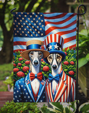 Load image into Gallery viewer, All American Greyhound Garden Flag –  Dogs with American Flag Background by Caroline’s Treasures