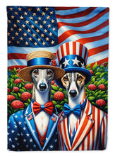 Load image into Gallery viewer, All American Greyhound Garden Flag –  Dogs with American Flag Background by Caroline’s Treasures