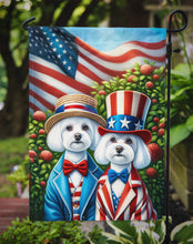 Load image into Gallery viewer, All American Maltese Garden Flag –  Dogs with American Flag Background by Caroline’s Treasures