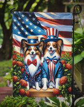 Load image into Gallery viewer, All American Papillon Garden Flag –  Dogs with American Flag Background by Caroline’s Treasures