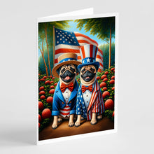 Load image into Gallery viewer, All American Pug Greeting Cards - Blank Note Cards – 8-Pack of Artist-Designed Cards with Envelopes
