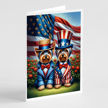 Load image into Gallery viewer, All American Yorkshire Terrier Greeting Cards - Blank Note Cards – 8-Pack of Artist-Designed Cards with Envelopes