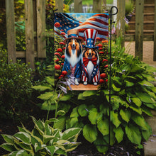 Load image into Gallery viewer, All American Sheltie Garden Flag –  Dogs with American Flag Background by Caroline’s Treasures