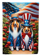 Load image into Gallery viewer, All American Sheltie Garden Flag –  Dogs with American Flag Background by Caroline’s Treasures