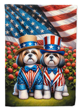 Load image into Gallery viewer, All American Shih Tzu Garden Flag –  Dogs with American Flag Background by Caroline’s Treasures