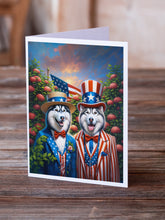Load image into Gallery viewer, All American Siberian Husky Greeting Cards - Blank Note Cards – 8-Pack of Artist-Designed Cards with Envelopes