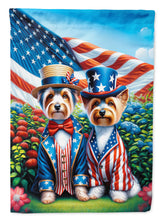 Load image into Gallery viewer, All American Silky Terrier Garden Flag –  Dogs with American Flag Background by Caroline’s Treasures
