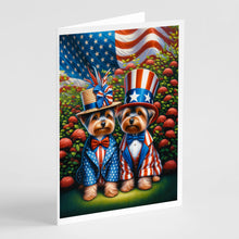 Load image into Gallery viewer, All American Yorkshire Terrier Greeting Cards - Blank Note Cards – 8-Pack of Artist-Designed Cards with Envelopes
