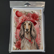 Load image into Gallery viewer, Afghan Hound Valentine Roses Greeting Cards - Blank Note Cards – 8-Pack of Artist-Designed Cards with Envelopes