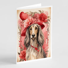 Load image into Gallery viewer, Afghan Hound Valentine Roses Greeting Cards - Blank Note Cards – 8-Pack of Artist-Designed Cards with Envelopes