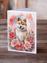 Load image into Gallery viewer, Akita Valentine Roses Greeting Cards - Blank Note Cards – 8-Pack of Artist-Designed Cards with Envelopes