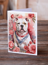 Load image into Gallery viewer, American Bulldog Valentine Roses Greeting Cards - Blank Note Cards – 8-Pack of Artist-Designed Cards with Envelopes