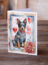 Load image into Gallery viewer, Australian Cattle Dog Valentine Roses Greeting Cards - Blank Note Cards – 8-Pack of Artist-Designed Cards with Envelopes