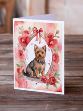 Load image into Gallery viewer, Australian Terrier Valentine Roses Greeting Cards - Blank Note Cards – 8-Pack of Artist-Designed Cards with Envelopes