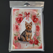 Load image into Gallery viewer, Australian Terrier Valentine Roses Greeting Cards - Blank Note Cards – 8-Pack of Artist-Designed Cards with Envelopes