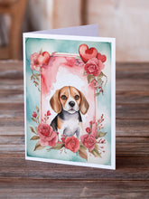 Load image into Gallery viewer, Beagle Valentine Roses Greeting Cards - Blank Note Cards – 8-Pack of Artist-Designed Cards with Envelopes