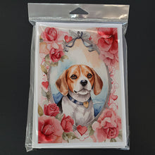 Load image into Gallery viewer, Beagle Valentine Roses Greeting Cards - Blank Note Cards – 8-Pack of Artist-Designed Cards with Envelopes