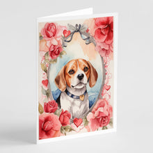 Load image into Gallery viewer, Beagle Valentine Roses Greeting Cards - Blank Note Cards – 8-Pack of Artist-Designed Cards with Envelopes