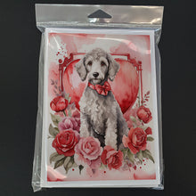 Load image into Gallery viewer, Bedlington Terrier Valentine Roses Greeting Cards - Blank Note Cards – 8-Pack of Artist-Designed Cards with Envelopes