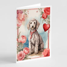 Load image into Gallery viewer, Bedlington Terrier Valentine Roses Greeting Cards - Blank Note Cards – 8-Pack of Artist-Designed Cards with Envelopes