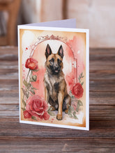 Load image into Gallery viewer, Belgian Malinois Valentine Roses Greeting Cards - Blank Note Cards – 8-Pack of Artist-Designed Cards with Envelopes