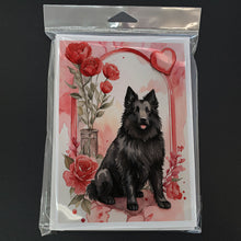 Load image into Gallery viewer, Belgian Sheepdog Valentine Roses Greeting Cards - Blank Note Cards – 8-Pack of Artist-Designed Cards with Envelopes
