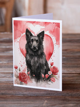 Load image into Gallery viewer, Belgian Sheepdog Valentine Roses Greeting Cards - Blank Note Cards – 8-Pack of Artist-Designed Cards with Envelopes